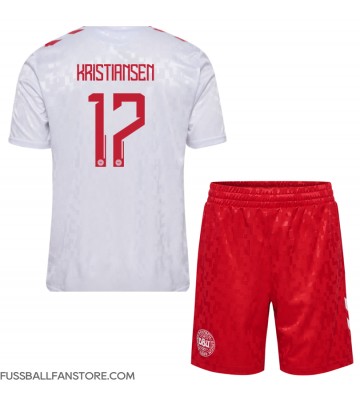 Dänemark Victor Kristiansen #17 Replik Auswärtstrikot Kinder EM 2024 Kurzarm (+ Kurze Hosen)